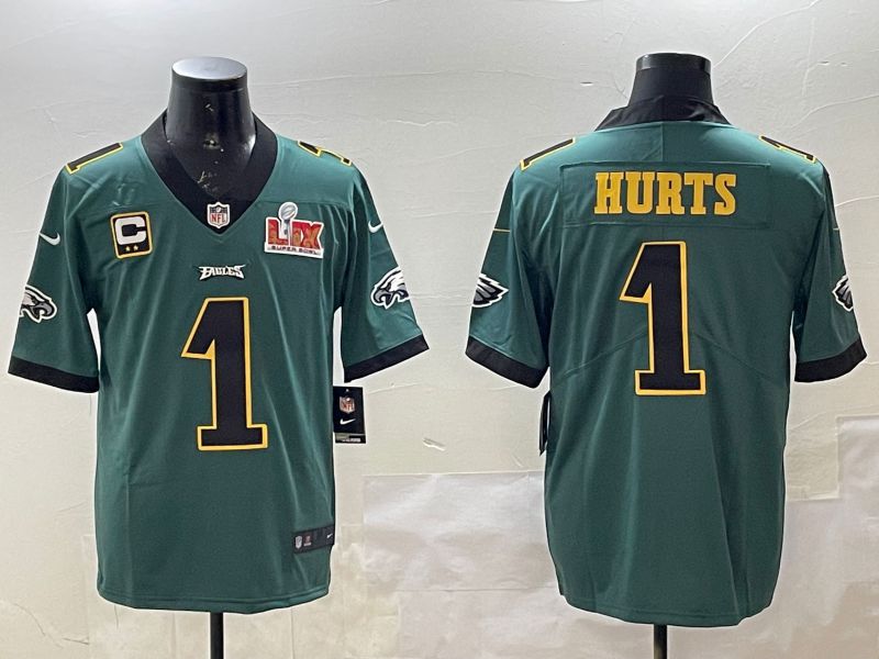 Men Philadelphia Eagles #1 Hurts Green gold 2025 Nike Vapor Limited NFL Jersey style 2->philadelphia eagles->NFL Jersey